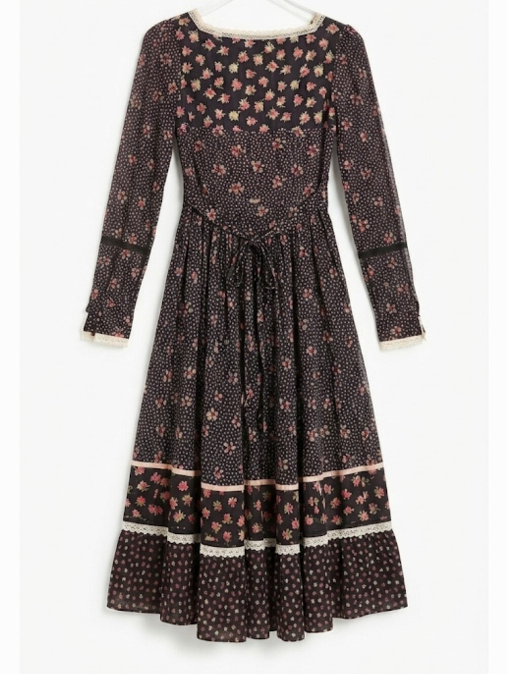 Gunne SAX floral Maxi Dress Prairie Roses Vtg Rare Find Size XS - Picture 6 of 15